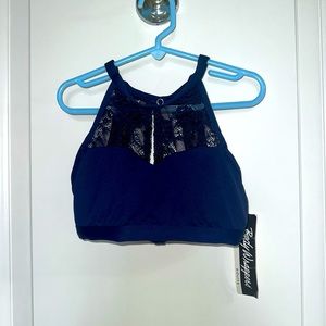 body wrappers lace halter neck sports bra, size XS